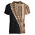 Samoa Siapo Motif Half Style Women V-Neck T-Shirt Brown Version