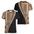 Samoa Siapo Motif Half Style Women V-Neck T-Shirt Brown Version