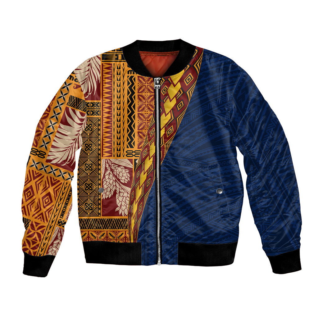 Samoa Siapo Motif Half Style Bomber Jacket Colorful Version LT03 Unisex Yellow - Polynesian Pride