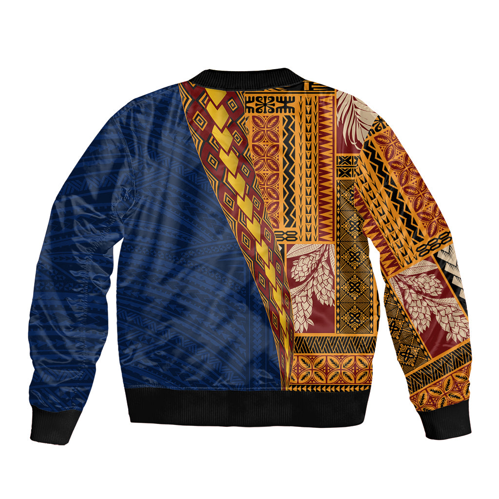 Samoa Siapo Motif Half Style Bomber Jacket Colorful Version LT03 - Polynesian Pride