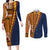 Samoa Siapo Motif Half Style Couples Matching Long Sleeve Bodycon Dress and Long Sleeve Button Shirt Colorful Version