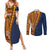 Samoa Siapo Motif Half Style Couples Matching Summer Maxi Dress and Long Sleeve Button Shirt Colorful Version