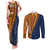 Samoa Siapo Motif Half Style Couples Matching Tank Maxi Dress and Long Sleeve Button Shirt Colorful Version