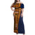 Samoa Siapo Motif Half Style Family Matching Off Shoulder Maxi Dress and Hawaiian Shirt Colorful Version