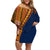 Samoa Siapo Motif Half Style Family Matching Off Shoulder Short Dress and Hawaiian Shirt Colorful Version