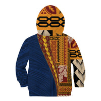 Samoa Siapo Motif Half Style Kid Hoodie Colorful Version LT03 - Polynesian Pride