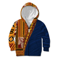 Samoa Siapo Motif Half Style Kid Hoodie Colorful Version LT03 Zip Hoodie Yellow - Polynesian Pride