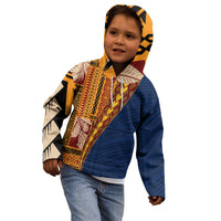 Samoa Siapo Motif Half Style Kid Hoodie Colorful Version LT03 - Polynesian Pride