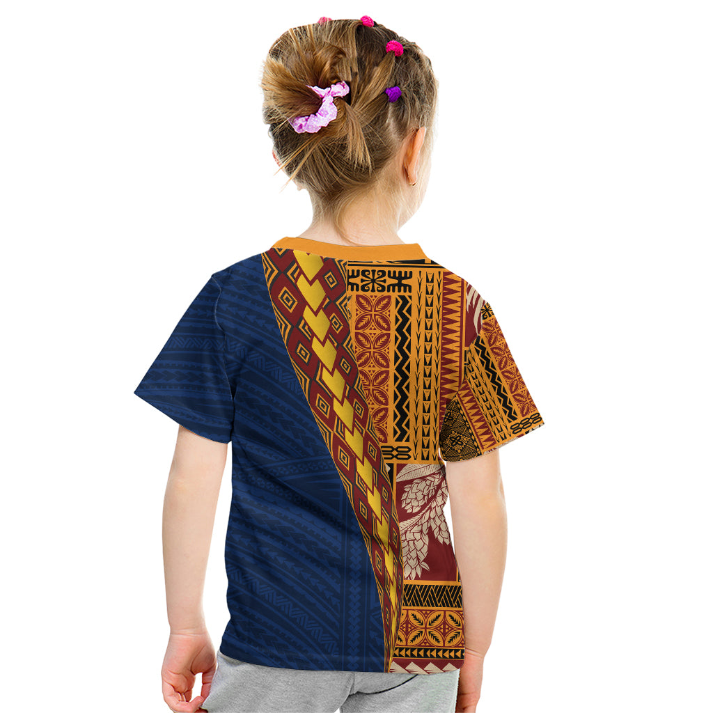 Samoa Siapo Motif Half Style Kid T Shirt Colorful Version LT03 - Polynesian Pride