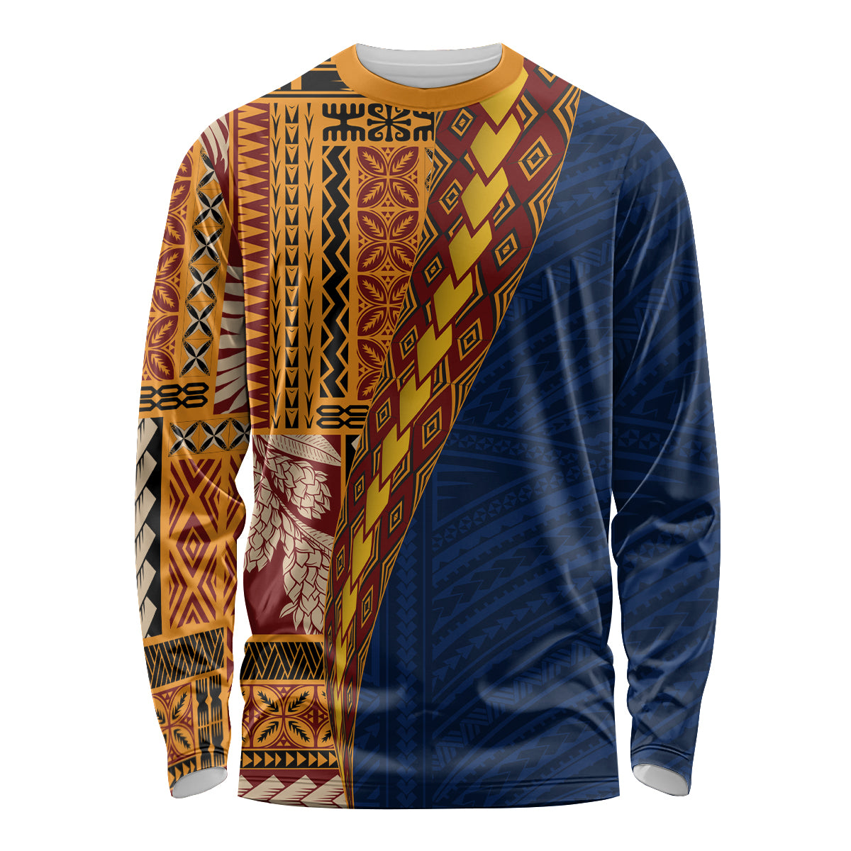Samoa Siapo Motif Half Style Long Sleeve Shirt Colorful Version LT03 Unisex Yellow - Polynesian Pride