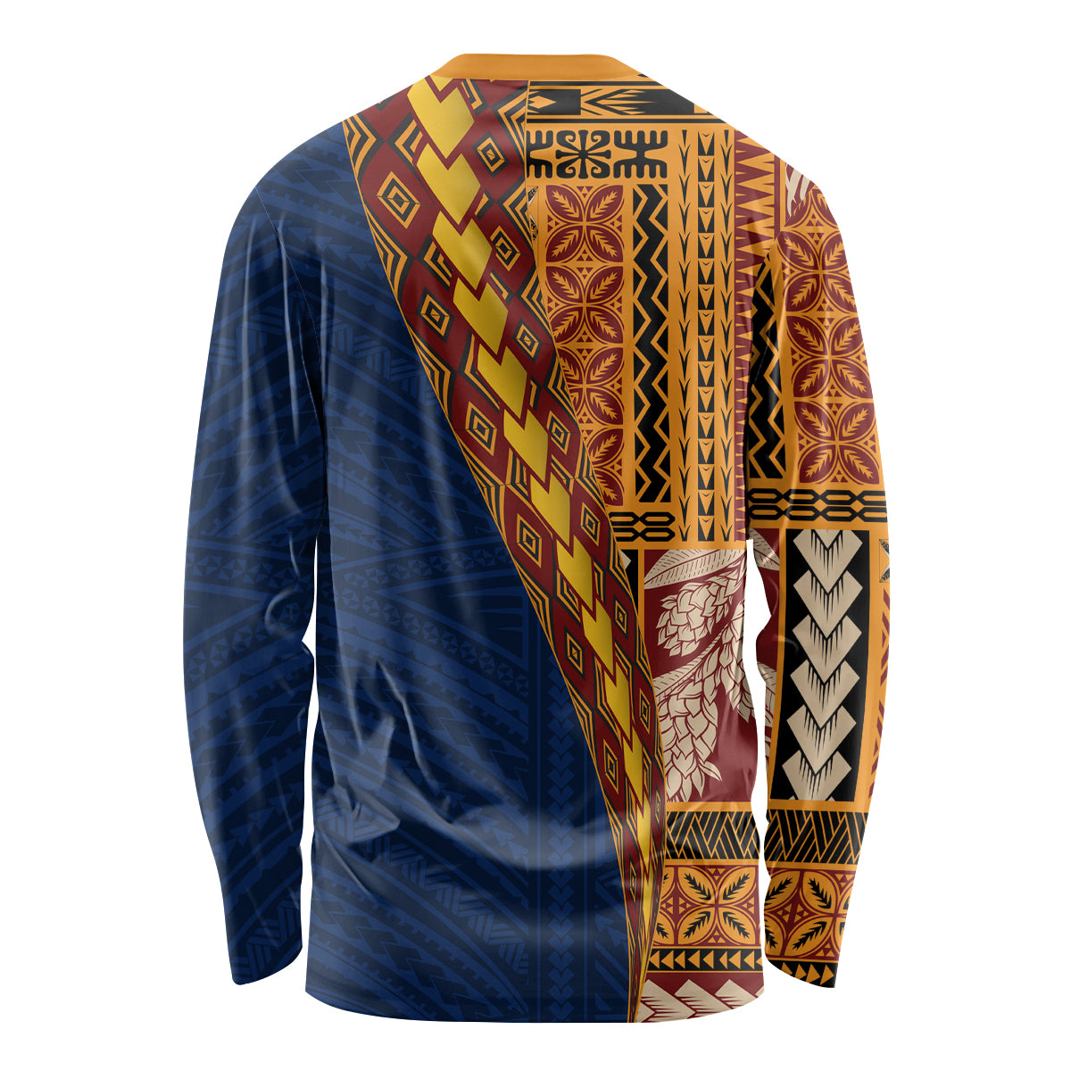 Samoa Siapo Motif Half Style Long Sleeve Shirt Colorful Version LT03 - Polynesian Pride