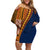 Samoa Siapo Motif Half Style Off Shoulder Short Dress Colorful Version