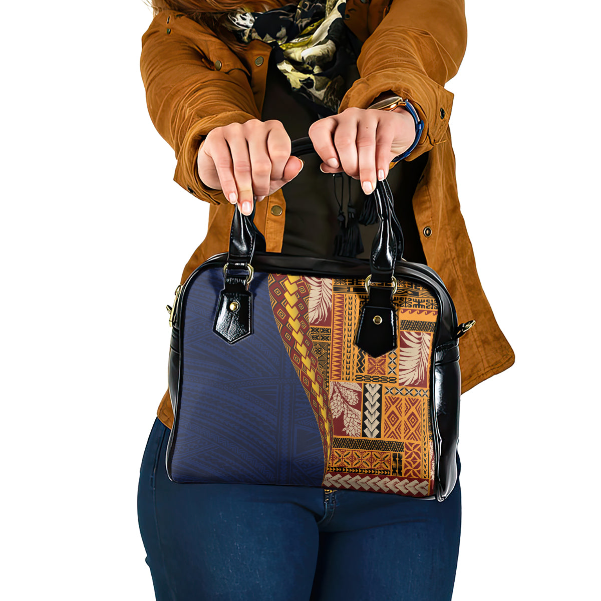 Samoa Siapo Motif Half Style Shoulder Handbag Colorful Version LT03 One Size Yellow - Polynesian Pride