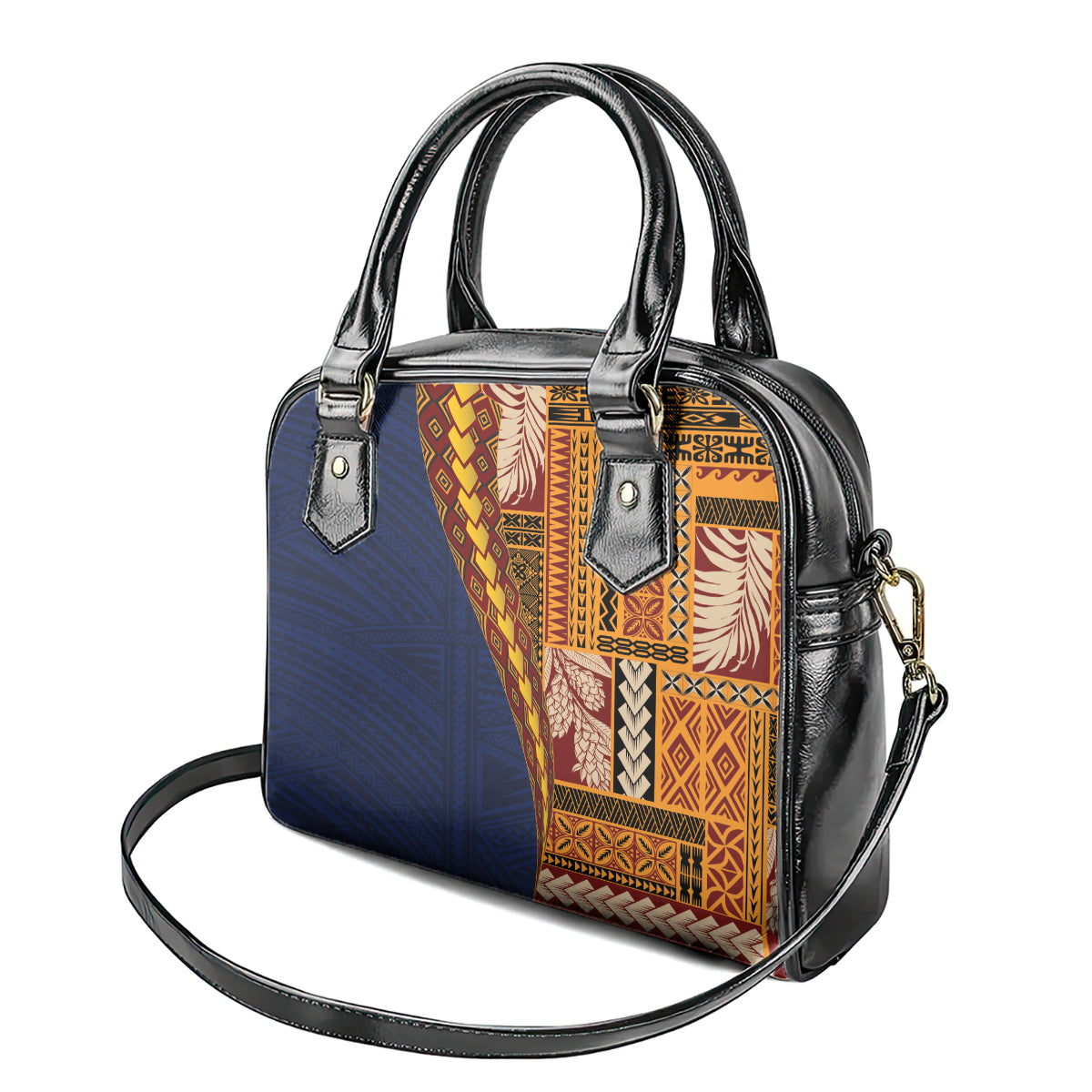 Samoa Siapo Motif Half Style Shoulder Handbag Colorful Version LT03 - Polynesian Pride