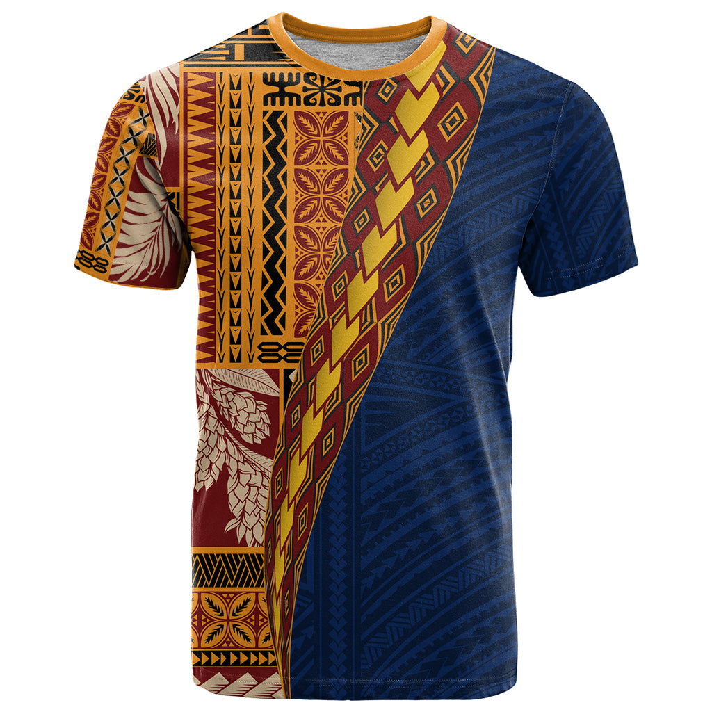 Samoa Siapo Motif Half Style T Shirt Colorful Version LT03 Yellow - Polynesian Pride