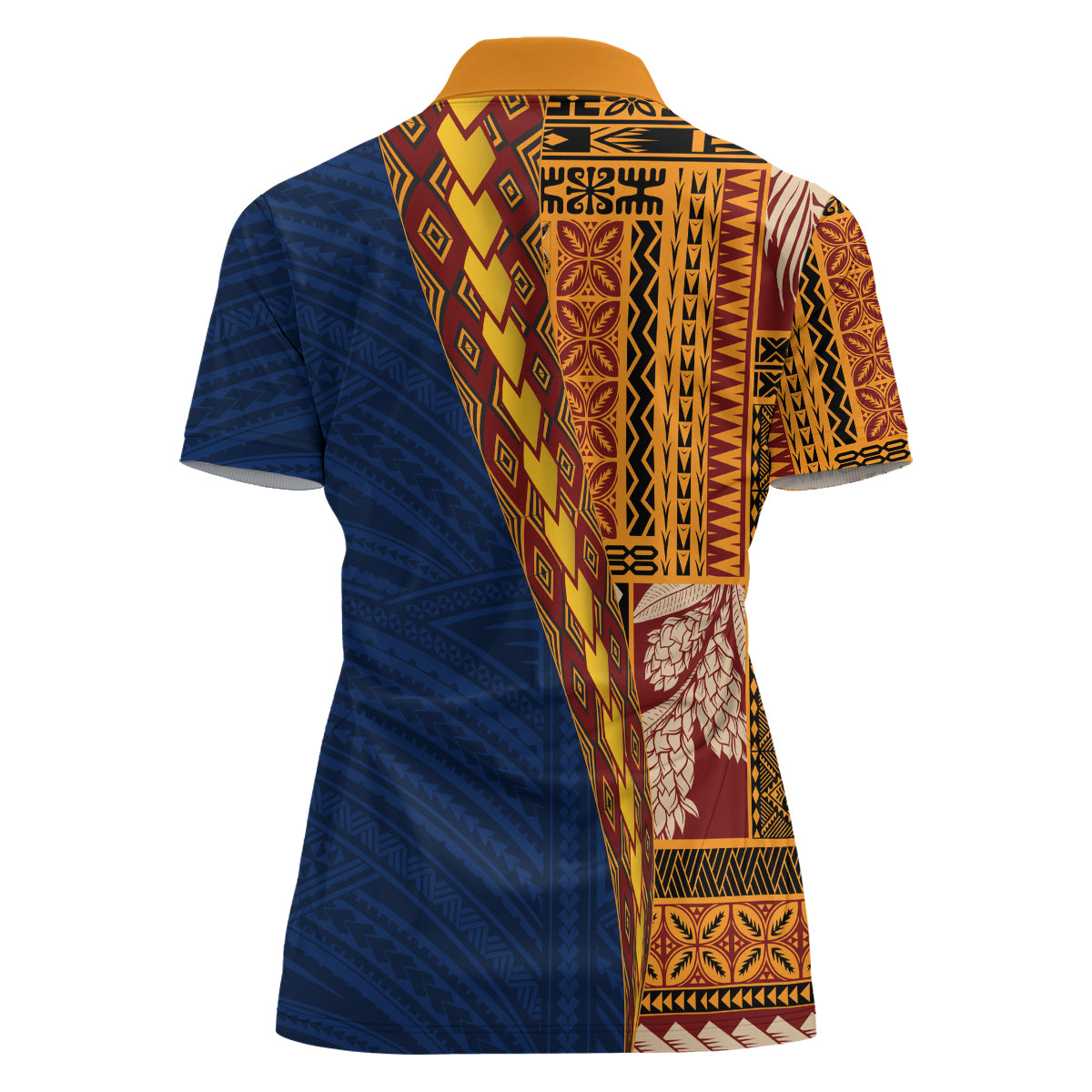 Samoa Siapo Motif Half Style Women Polo Shirt Colorful Version LT03 - Polynesian Pride