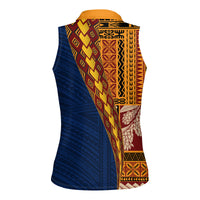 Samoa Siapo Motif Half Style Women Sleeveless Polo Shirt Colorful Version LT03 - Polynesian Pride