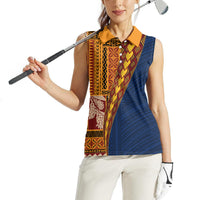 Samoa Siapo Motif Half Style Women Sleeveless Polo Shirt Colorful Version LT03 - Polynesian Pride