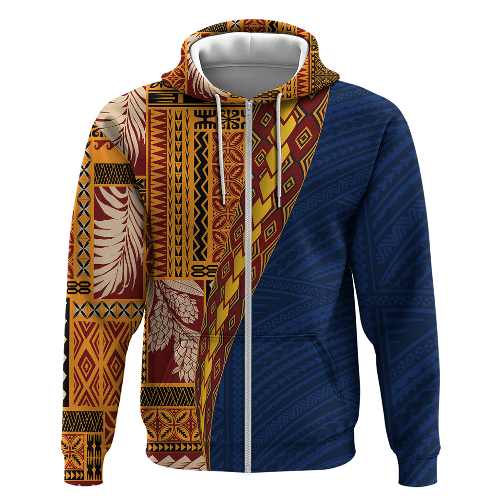 Samoa Siapo Motif Half Style Zip Hoodie Colorful Version LT03 Zip Hoodie Yellow - Polynesian Pride