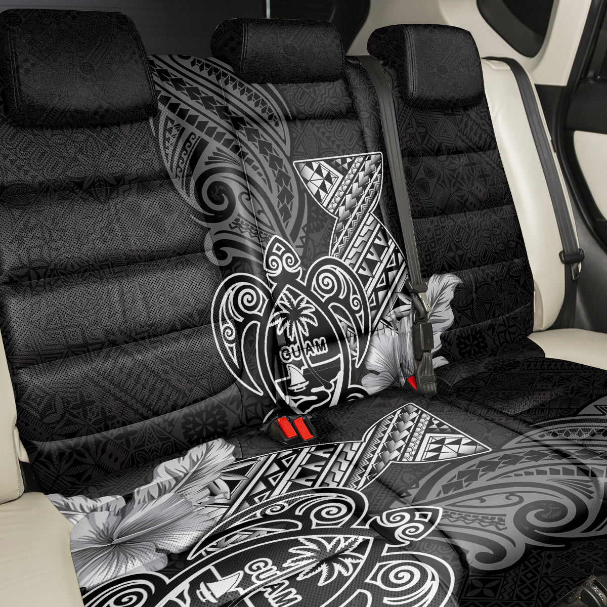 Guam Latte Stone Chamorro Culture Back Car Seat Cover Tapa Pattern LT03 - Polynesian Pride