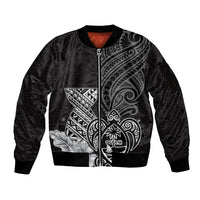 Guam Latte Stone Chamorro Culture Sleeve Zip Bomber Jacket Tapa Pattern LT03 Unisex Black - Polynesian Pride