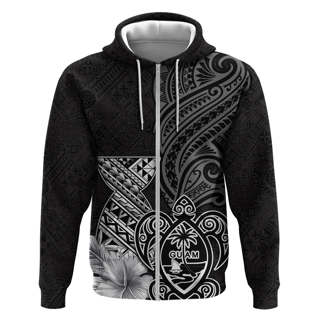 Guam Latte Stone Chamorro Culture Zip Hoodie Tapa Pattern LT03 Zip Hoodie Black - Polynesian Pride