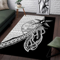 Guam Fish Hook and Palm Tree Area Rug Polynesian Pattern Half Style LT03 White - Polynesian Pride