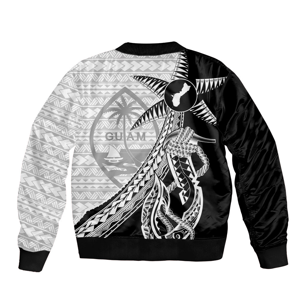 Guam Fish Hook and Palm Tree Bomber Jacket Polynesian Pattern Half Style LT03 - Polynesian Pride
