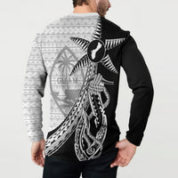 Guam Fish Hook and Palm Tree Button Sweatshirt Polynesian Pattern Half Style LT03 - Polynesian Pride