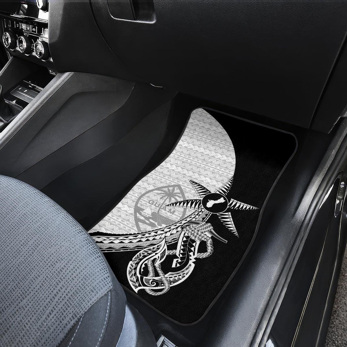 Guam Fish Hook and Palm Tree Car Mats Polynesian Pattern Half Style LT03 - Polynesian Pride