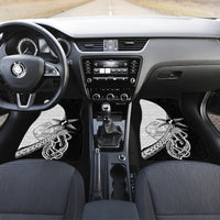 Guam Fish Hook and Palm Tree Car Mats Polynesian Pattern Half Style LT03 Set 2pcs - Front White - Polynesian Pride