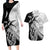 Guam Fish Hook and Palm Tree Couples Matching Long Sleeve Bodycon Dress and Hawaiian Shirt Polynesian Pattern Half Style