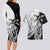 Guam Fish Hook and Palm Tree Couples Matching Long Sleeve Bodycon Dress and Hawaiian Shirt Polynesian Pattern Half Style