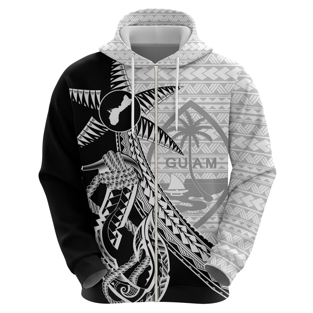 Guam Fish Hook and Palm Tree Hoodie Polynesian Pattern Half Style LT03 - Polynesian Pride