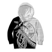 Guam Fish Hook and Palm Tree Kid Hoodie Polynesian Pattern Half Style LT03 Hoodie White - Polynesian Pride