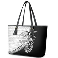 Guam Fish Hook and Palm Tree Leather Tote Bag Polynesian Pattern Half Style LT03 - Polynesian Pride