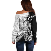 Guam Fish Hook and Palm Tree Off Shoulder Sweater Polynesian Pattern Half Style LT03 - Polynesian Pride