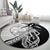 Guam Fish Hook and Palm Tree Round Carpet Polynesian Pattern Half Style