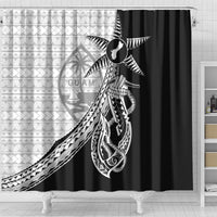 Guam Fish Hook and Palm Tree Shower Curtain Polynesian Pattern Half Style LT03 - Polynesian Pride