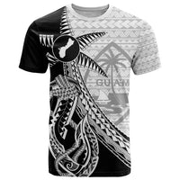 Guam Fish Hook and Palm Tree T Shirt Polynesian Pattern Half Style LT03 White - Polynesian Pride