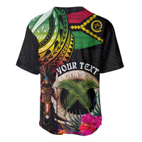 Personalised Vanuatu 44th Anniversary Baseball Jersey Boars Tusk and Melanesian Warrior Indipendens Dei LT03 - Polynesian Pride