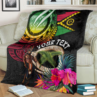 Personalised Vanuatu 44th Anniversary Blanket Boars Tusk and Melanesian Warrior Indipendens Dei LT03 - Polynesian Pride
