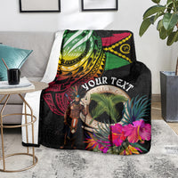 Personalised Vanuatu 44th Anniversary Blanket Boars Tusk and Melanesian Warrior Indipendens Dei LT03 - Polynesian Pride
