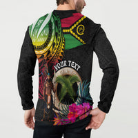 Personalised Vanuatu 44th Anniversary Button Sweatshirt Boars Tusk and Melanesian Warrior Indipendens Dei LT03 - Polynesian Pride