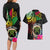 Personalised Vanuatu 44th Anniversary Couples Matching Long Sleeve Bodycon Dress and Hawaiian Shirt Boars Tusk and Melanesian Warrior Indipendens Dei