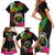 Personalised Vanuatu 44th Anniversary Family Matching Short Sleeve Bodycon Dress and Hawaiian Shirt Boars Tusk and Melanesian Warrior Indipendens Dei