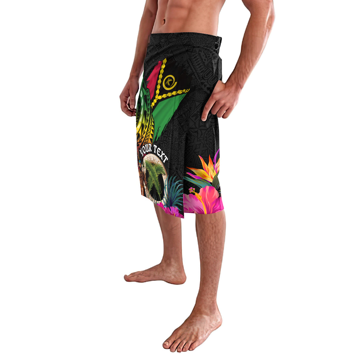 Personalised Vanuatu 44th Anniversary Lavalava Boars Tusk and Melanesian Warrior Indipendens Dei LT03 - Polynesian Pride