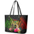 Vanuatu Independence Day Leather Tote Bag Boars Tusk and Melanesian Warrior Indipendens Dei