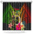 Vanuatu Independence Day Shower Curtain Boars Tusk and Melanesian Warrior Indipendens Dei