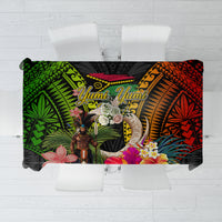 Vanuatu Independence Day Tablecloth Boars Tusk and Melanesian Warrior Indipendens Dei LT03 Black - Polynesian Pride
